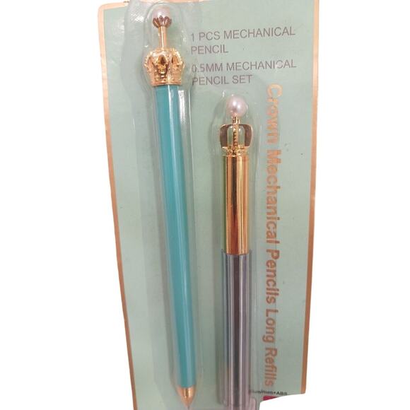 Fancy CROWN Pearl Top Mechanical Pencil Set w Refills .5MM Package Damaged GOOD! - Picture 1 of 8